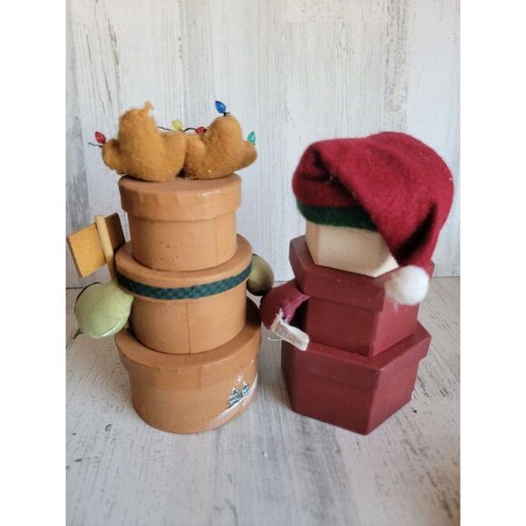 Unique Vintage Santa Claus reindeer 3 compartment gift box set - Picture 7 of 12